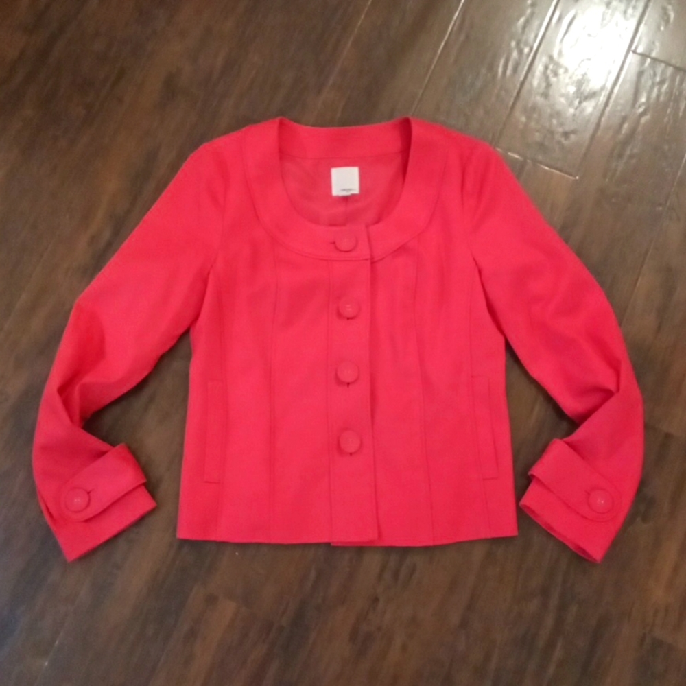 Halogen Electric  Red Fitted Scoop Button Down Blazer Size Medium